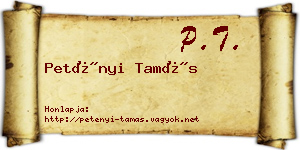 Petényi Tamás névjegykártya